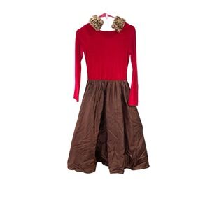 American Girl Red Velvet Dress Leopard Chocolate Cherry Dress‎ Like Your Doll 14